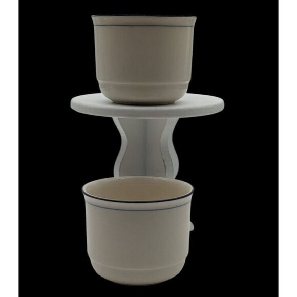 Lenox Chinastone Blue Pinstripes Coffee Mug Coffee Cups Set Of 2 EUC - Picture 4 of 8